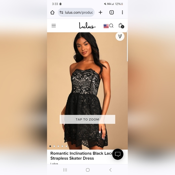 NWT Lulu's Black Lace Strapless Dress - Picture 6 of 7